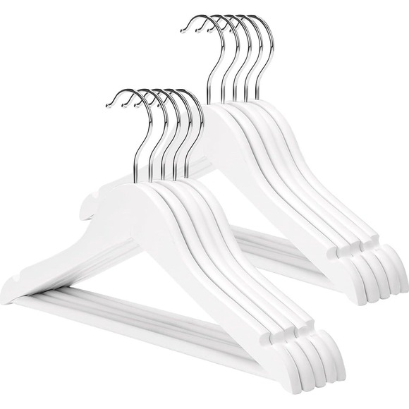 Kids Clothes Hangers Wooden White Childrens Hangers Set of 6 - Picture 1 of 7